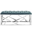 Modway Intersperse Tufted Velvet Polyester Bench in Silver and Sea Blue