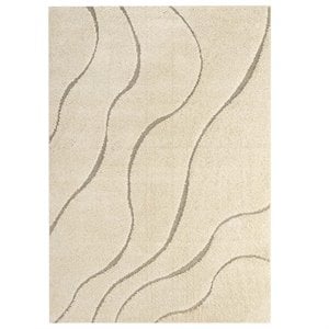 Modway Jubilant 5' x 8' Abstract Swirl Shag Area Rug in Cream