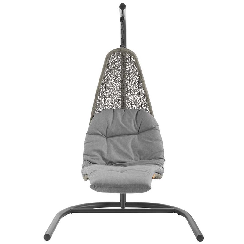 Modway Landscape Rattan & Fabric Patio Swing Chair in Light Gray and Gray