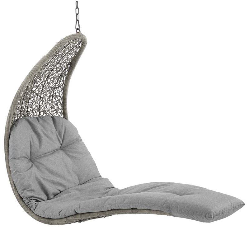 Modway Landscape Rattan & Fabric Patio Swing Chair in Light Gray and Gray