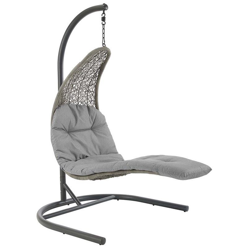 Modway Landscape Rattan & Fabric Patio Swing Chair in Light Gray and Gray