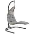 Modway Landscape Rattan & Fabric Patio Swing Chair in Light Gray and Gray