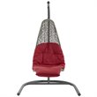 Modway Landscape Rattan & Fabric Patio Swing Chair in Light Gray and Red