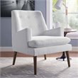 Modway Leisure Tufted Fabric Lounge Chair in White and Walnut