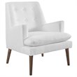 Modway Leisure Tufted Fabric Lounge Chair in White and Walnut