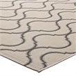 Modway Linza 5' x 8' Wave Abstract Trellis Area Rug in Beige and Gray