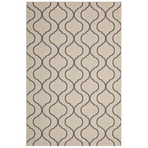 modway linza wave abstract trellis area rug in beige and gray