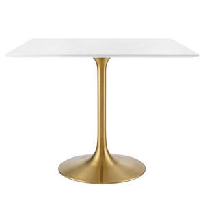 Modway Lippa 36&quot Square Wood & Metal Dining Table in Gold and White