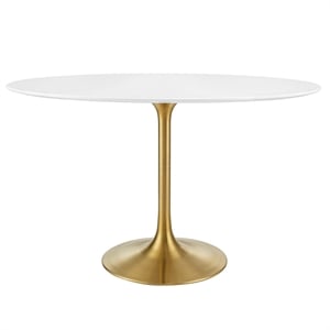 Modway Lippa 48&quot Oval Wood & Metal Dining Table in Gold and White