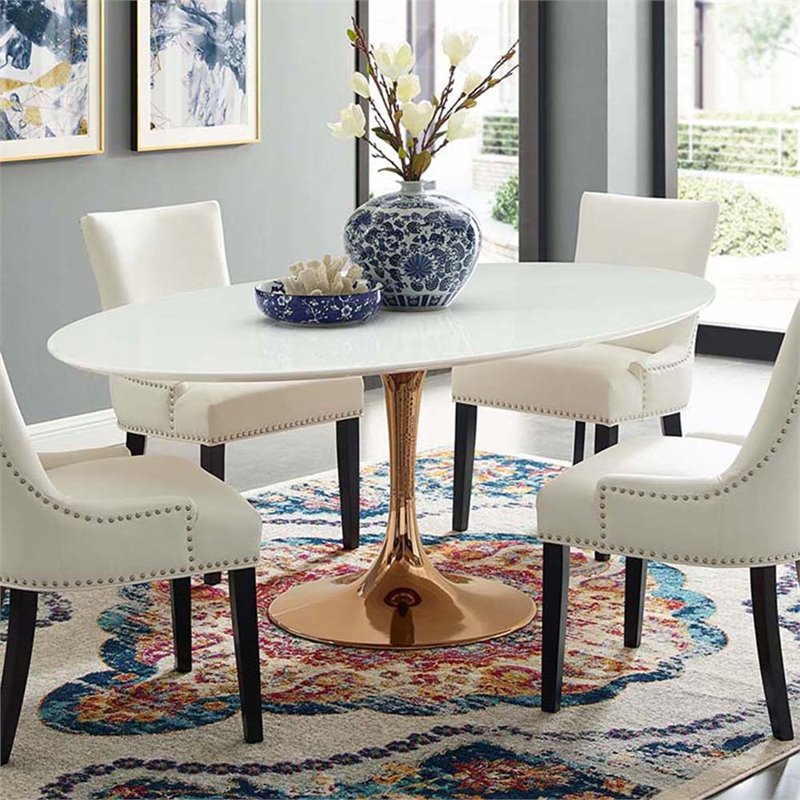 Modway Lippa 78 Oval Pedestal Dining Table In Rose And White Bushfurniturecollection Com Modway Lippa 78 Oval Pedestal Dining, Modway Lippa Fiberglass Dining Table