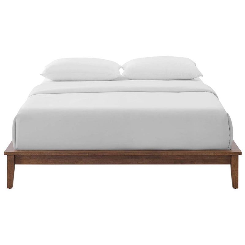 Modway Lodge Queen Modern Solid Wood Platform Bed Frame in Cappuccino