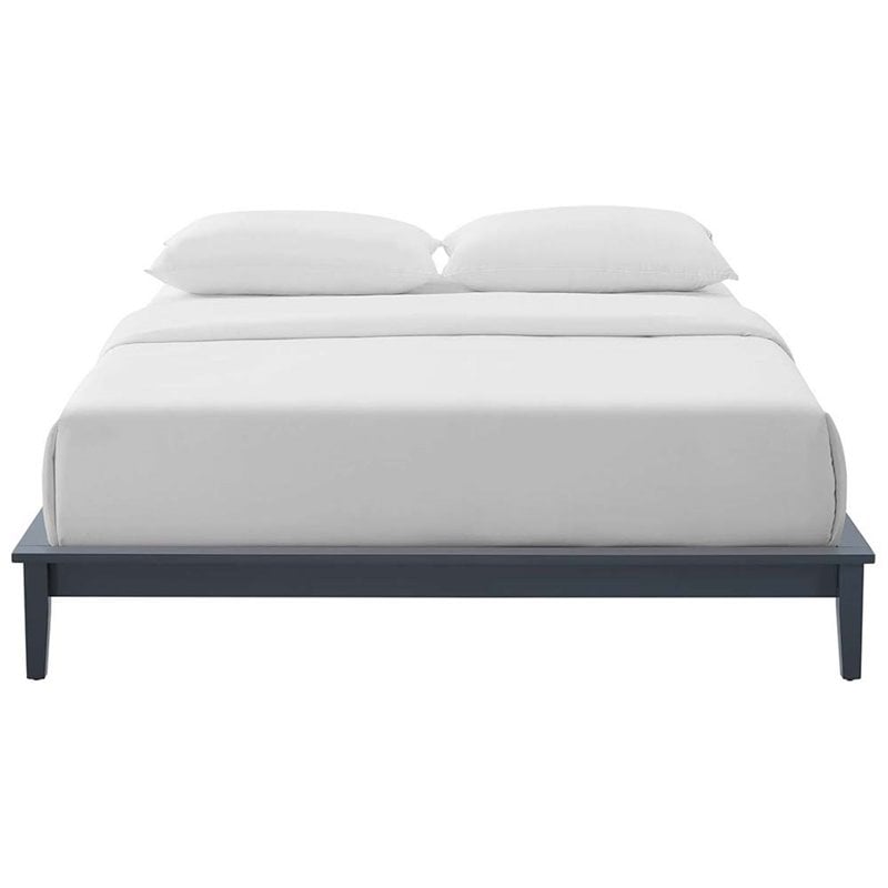 Modway Lodge Queen Modern Solid Wood Platform Bed Frame in Gray