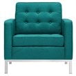 Modway Loft Upholstered Fabric and Stainless Steel Armchairs in Teal (Set of 2)