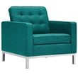 Modway Loft Upholstered Fabric and Stainless Steel Armchairs in Teal (Set of 2)