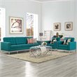 Modway Loft Upholstered Fabric and Stainless Steel Armchairs in Teal (Set of 2)