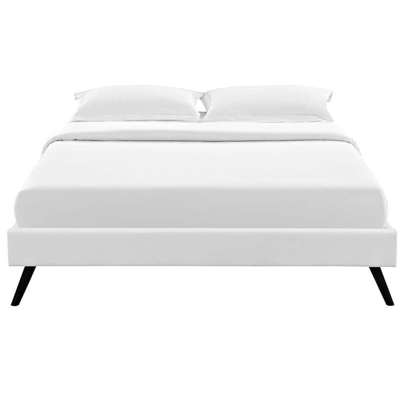 Modway Loryn Full Vinyl Bed Frame with Round Splayed Legs in White