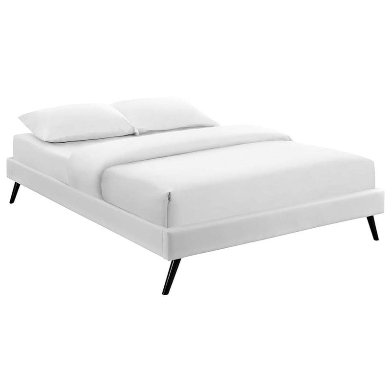 Modway Loryn Full Vinyl Bed Frame with Round Splayed Legs in White