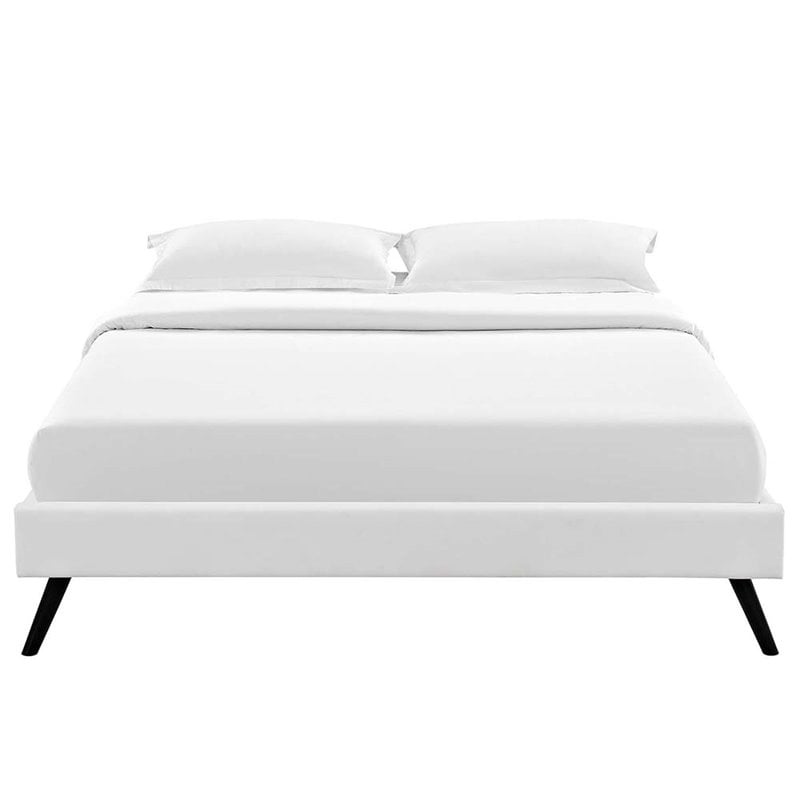 Modway Loryn King Vinyl Bed Frame with Round Splayed Legs in White