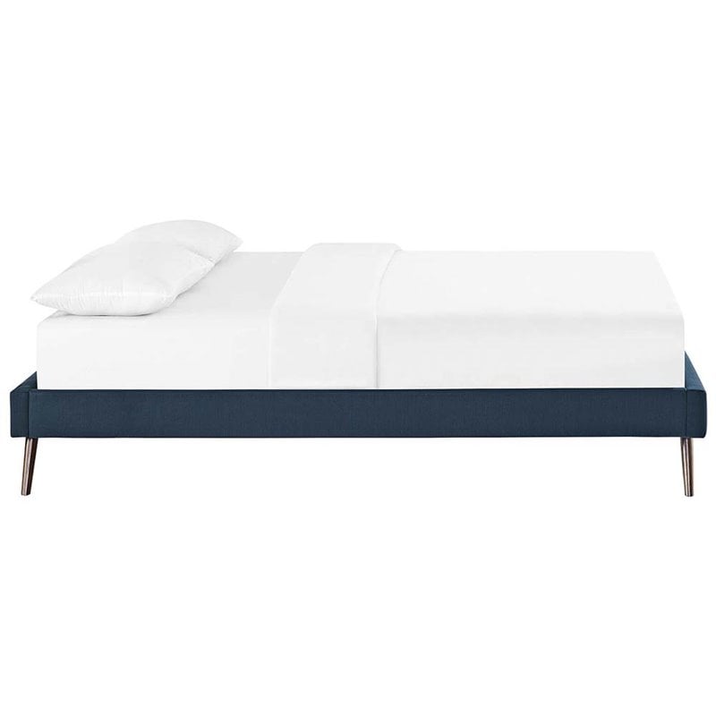 Modway Loryn Full Polyester Fabric Bed Frame with Round Splayed Legs in Azure