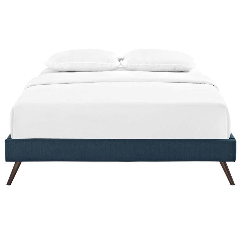 Modway Loryn Queen Polyester Fabric Bed Frame with Round Splayed Legs in Azure