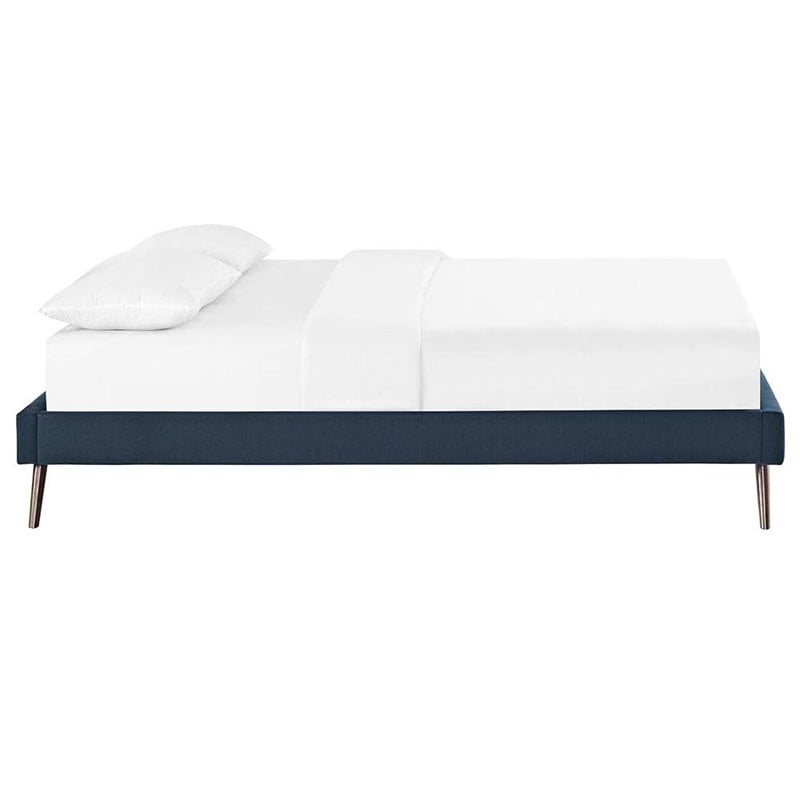 Modway Loryn Queen Polyester Fabric Bed Frame with Round Splayed Legs in Azure