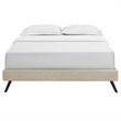 Modway Loryn Queen Polyester Fabric Bed Frame with Round Splayed Legs in Beige