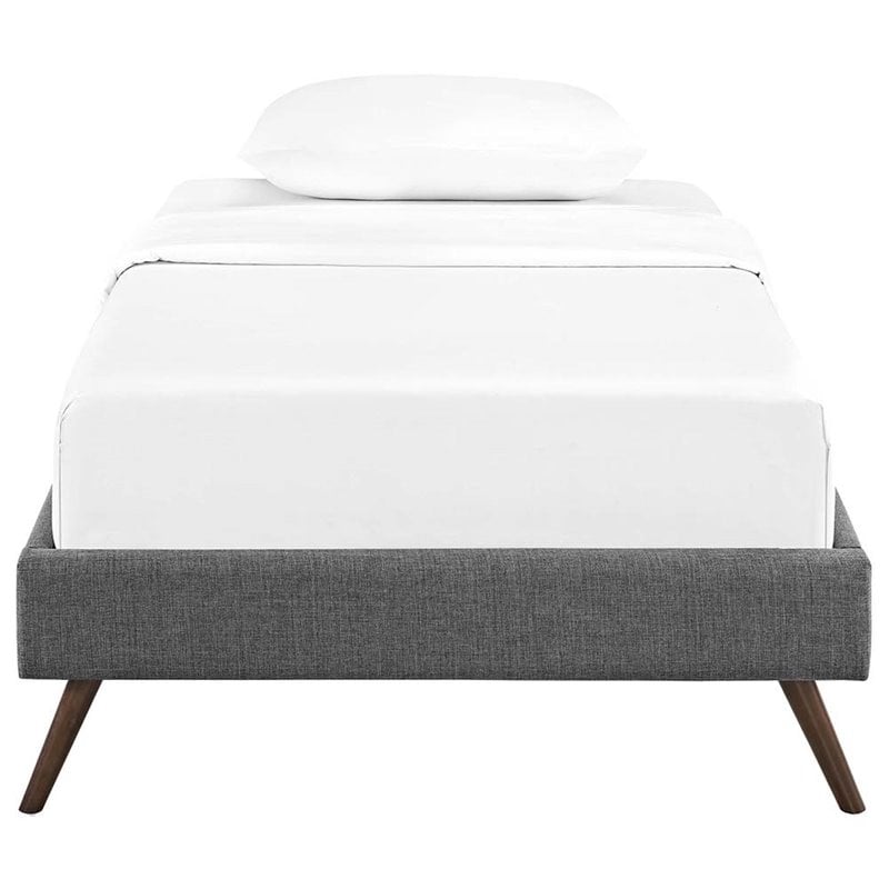 Modway Loryn Twin Polyester Fabric Bed Frame with Round Splayed Legs in Gray