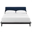Modway Luella Solid Wood/Fabric Queen Platform Bed in Walnut/Blue