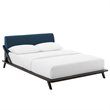 Modway Luella Solid Wood/Fabric Queen Platform Bed in Walnut/Blue