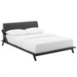 Modway Luella Solid Wood/Fabric Queen Platform Bed in Walnut/Gray