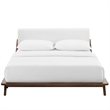Modway Luella Solid Wood/Fabric Queen Platform Bed in Walnut/White