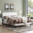 Macie Vinyl Full Platform Bed with Squared Tapered Legs in White