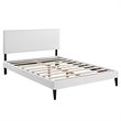 Macie Vinyl Full Platform Bed with Squared Tapered Legs in White