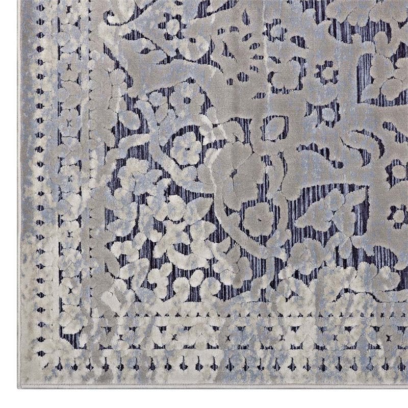 Modway Margarida 8' x 10' Turkish Area Rug in Blue and Cream