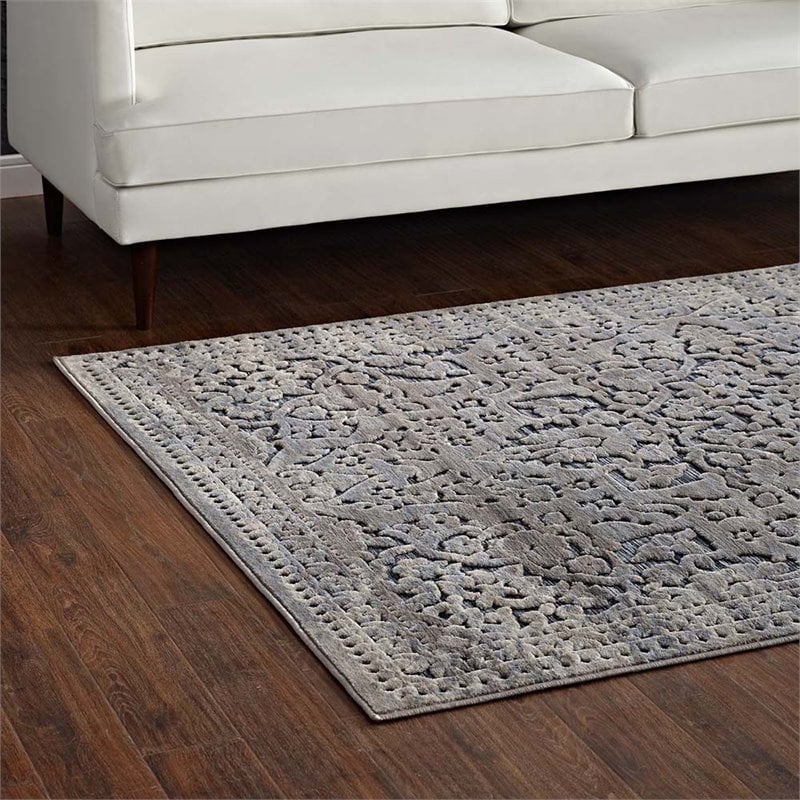 Modway Margarida 8' x 10' Turkish Area Rug in Blue and Cream