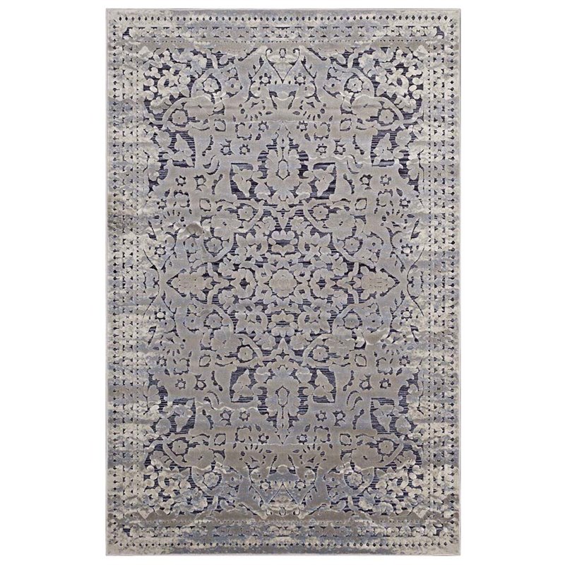 Modway Margarida 8' x 10' Turkish Area Rug in Blue and Cream