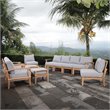 Modway Marina 10 Piece Patio Sofa Set in Natural and Gray