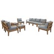 Modway Marina 10 Piece Patio Sofa Set in Natural and Gray
