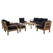 Marina 10 Piece Outdoor Patio Teak Set in Natural Navy