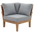 Modway Marina 3-Piece Solid Teak Wood Patio Sofa Sectional Set in Natural/Gray