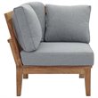 Modway Marina 3-Piece Solid Teak Wood Patio Sofa Sectional Set in Natural/Gray