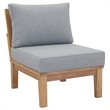 Modway Marina 3-Piece Solid Teak Wood Patio Sofa Sectional Set in Natural/Gray