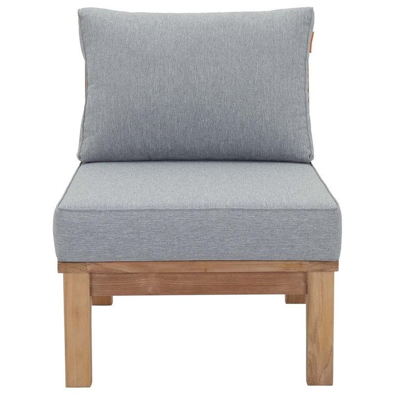 Modway Marina Modern Wood Outdoor Teak Armless Chair in Natural/Gray