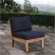 Modway Marina Modern Wood Outdoor Teak Armless Chair in Natural/Navy