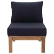Modway Marina Modern Wood Outdoor Teak Armless Chair in Natural/Navy