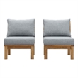 Modway Marina 2-Piece Teak Wood Patio Sofa Sectional Set in Natural/Gray