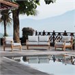 Modway Marina Modern Wood 3-Piece Patio Teak Sofa Set in Natural/Gray