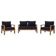 Marina 3 Piece Outdoor Patio Teak Set in Natural Navy