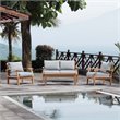 Modway Marina 4-Piece Solid Teak Wood Patio Sofa Set in Natural/Gray