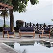 Marina 4 Piece Outdoor Patio Teak Set in Natural Navy